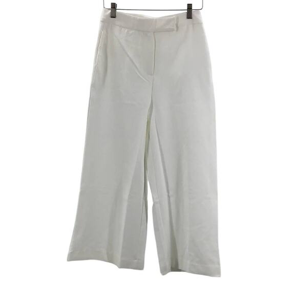 Pink Ripple Pants - PINK RIPPLE SZ S White Culotte Crop Wide Leg High Rise Flat Front Pants NWT B97